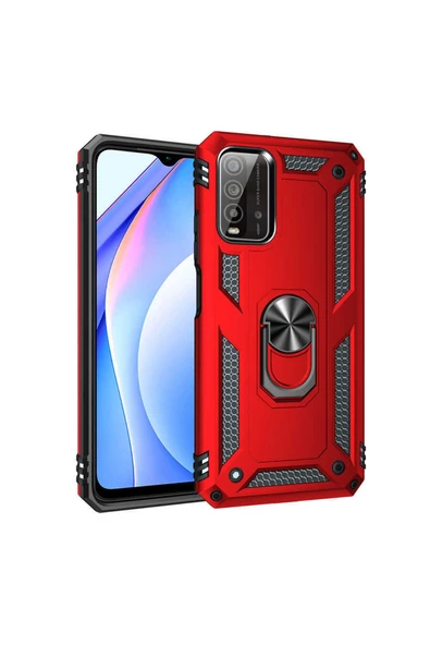 CEPCASE    Xiaomi Redmi 9t Kılıf Standlı Magnet Mıknatıslı Yüzük Armored Zırhlı Kapak - Resim 3