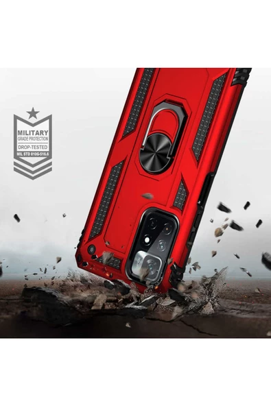 CEPCASE    Xiaomi Poco M4 Pro 5g Kılıf Standlı Magnet Mıknatıslı Yüzük Armored Zırhlı Kapak - Resim 6