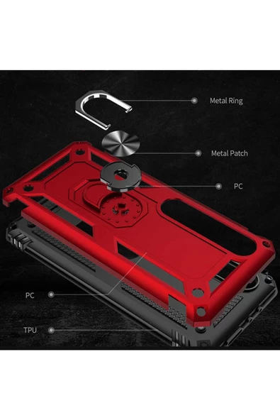 CEPCASE    Xiaomi Mi 10 Kılıf Standlı Magnet Mıknatıslı Yüzük Armored Zırhlı Kapak - Resim 3
