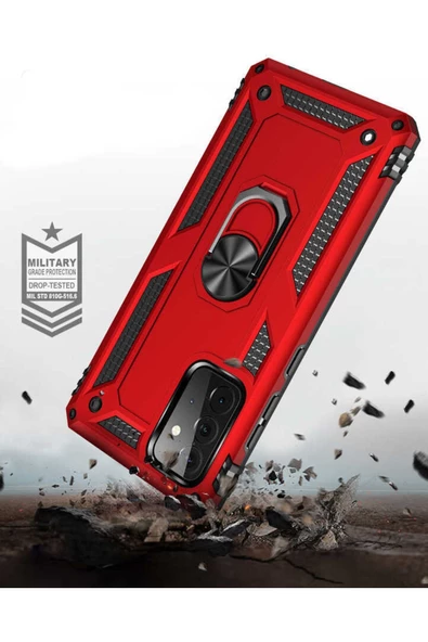 CEPCASE    Samsung Galaxy A72 Kılıf Standlı Magnet Mıknatıslı Yüzük Armored Zırhlı Kapak - Resim 5