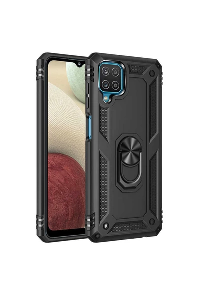 CEPCASE    Samsung Galaxy M22 Kılıf Standlı Magnet Mıknatıslı Yüzük Armored Zırhlı Kapak