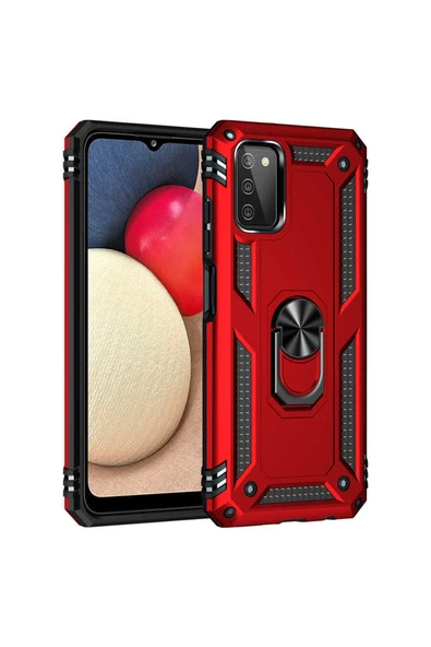 CEPCASE    Samsung Galaxy A03s Kılıf Standlı Magnet Mıknatıslı Yüzük Armored Zırhlı Kapak - Resim 5