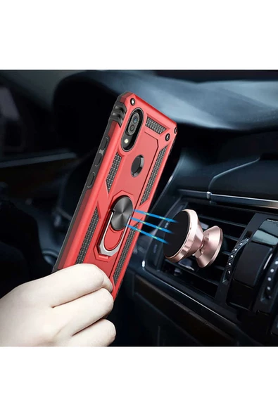 CEPCASE    Samsung Galaxy A30 Kılıf Standlı Magnet Mıknatıslı Yüzük Armored Zırhlı Kapak - Resim 5