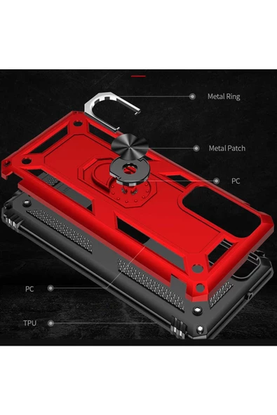 CEPCASE    Huawei P Smart 2021 Kılıf Standlı Magnet Mıknatıslı Yüzük Armored Zırhlı Kapak - Resim 5
