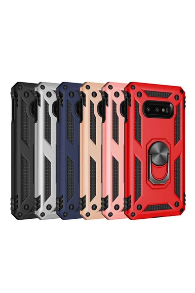 CEPCASE    Samsung Galaxy S10e Kılıf Standlı Magnet Mıknatıslı Yüzük Armored Zırhlı Kapak - Resim 3