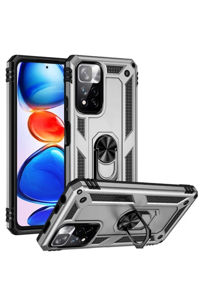 CEPCASE    Xiaomi Redmi Note 11 Pro Plus 5g Kılıf Standlı Magnet Mıknatıslı Yüzük Armored Zırhlı Kapak ürün görseli