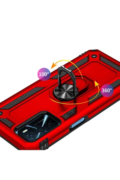 CEPCASE    Oppo A16 Kılıf Standlı Magnet Mıknatıslı Yüzük Armored Zırhlı Kapak - Resim 6