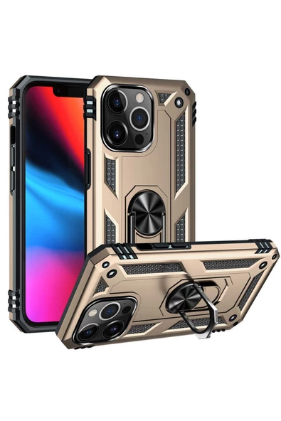 CEPCASE    Iphone 13 Pro Max Kılıf Standlı Magnet Mıknatıslı Yüzük Armored Zırhlı Kapak - Resim 2