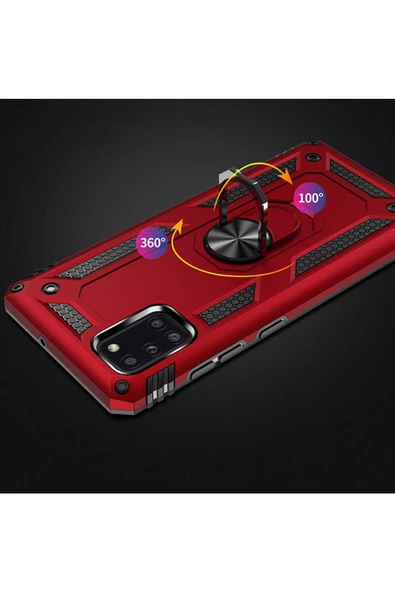 CEPCASE    Samsung Galaxy A31 Kılıf Standlı Magnet Mıknatıslı Yüzük Armored Zırhlı Kapak - Resim 5