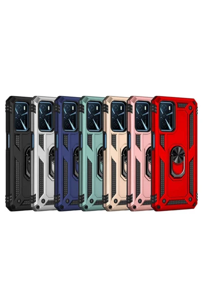 CEPCASE    Oppo A16 Kılıf Standlı Magnet Mıknatıslı Yüzük Armored Zırhlı Kapak - Resim 3