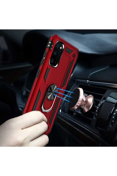 CEPCASE    Samsung Galaxy S20 Kılıf Standlı Magnet Mıknatıslı Yüzük Armored Zırhlı Kapak - Resim 6