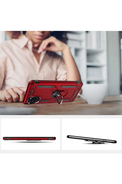 CEPCASE    Samsung Galaxy A31 Kılıf Standlı Magnet Mıknatıslı Yüzük Armored Zırhlı Kapak - Resim 4