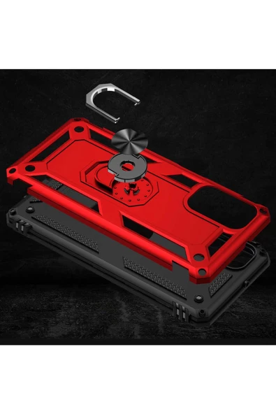 CEPCASE    Samsung Galaxy M52 Kılıf Standlı Magnet Mıknatıslı Yüzük Armored Zırhlı Kapak - Resim 5