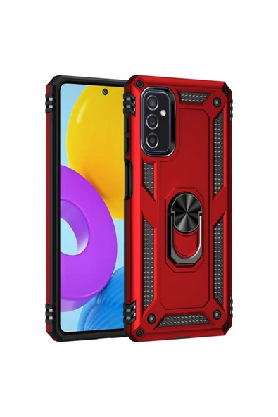 CEPCASE    Samsung Galaxy M52 Kılıf Standlı Magnet Mıknatıslı Yüzük Armored Zırhlı Kapak - Resim 4