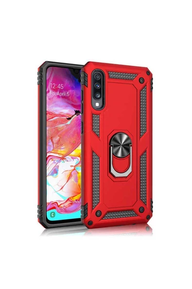 CEPCASE    Huawei P Smart Pro 2019 Kılıf Standlı Magnet Mıknatıslı Yüzük Armored Zırhlı Kapak