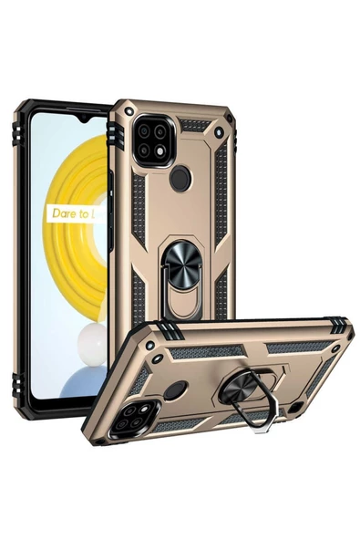 CEPCASE    Realme C21 Kılıf Standlı Magnet Mıknatıslı Yüzük Armored Zırhlı Kapak ürün görseli 1