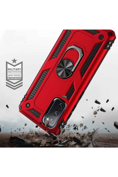 CEPCASE    Samsung Galaxy S20 Fe Kılıf Standlı Magnet Mıknatıslı Yüzük Armored Zırhlı Kapak - Resim 6