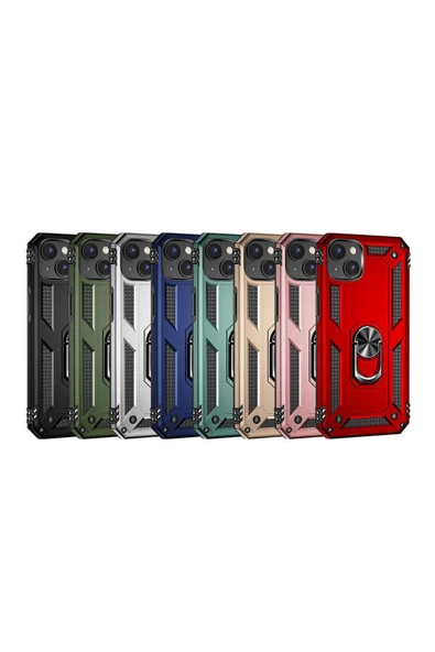 CEPCASE    Iphone 14 Plus Kılıf Standlı Magnet Mıknatıslı Yüzük Armored Zırhlı Kapak - Resim 3