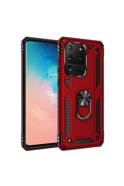 CEPCASE    Samsung Galaxy S20 Ultra Kılıf Standlı Magnet Mıknatıslı Yüzük Armored Zırhlı Kapak ürün görseli