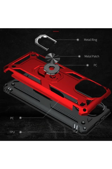 CEPCASE    Xiaomi Mi 11 Lite Kılıf Standlı Magnet Mıknatıslı Yüzük Armored Zırhlı Kapak - Resim 6