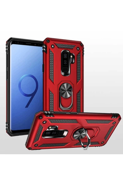 CEPCASE    Samsung Galaxy S9 Plus Kılıf Standlı Magnet Mıknatıslı Yüzük Armored Zırhlı Kapak - Resim 3