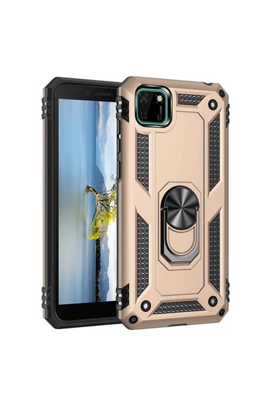 CEPCASE    Huawei Y5p Kılıf Standlı Magnet Mıknatıslı Yüzük Armored Zırhlı Kapak
