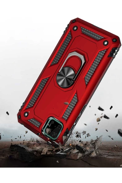 CEPCASE    Huawei Y5p Kılıf Standlı Magnet Mıknatıslı Yüzük Armored Zırhlı Kapak - Resim 6