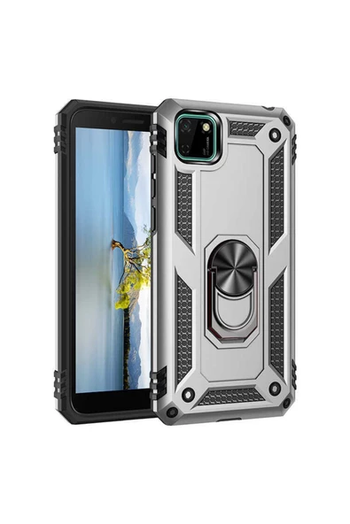 CEPCASE    Huawei Y5p Kılıf Standlı Magnet Mıknatıslı Yüzük Armored Zırhlı Kapak - Resim 2