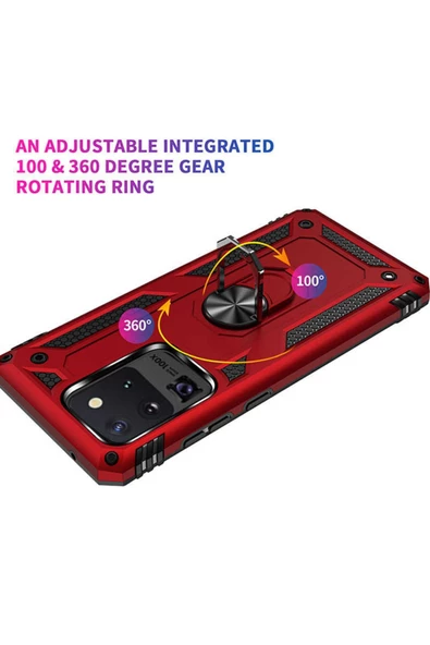 CEPCASE    Samsung Galaxy S20 Ultra Kılıf Standlı Magnet Mıknatıslı Yüzük Armored Zırhlı Kapak - Resim 4