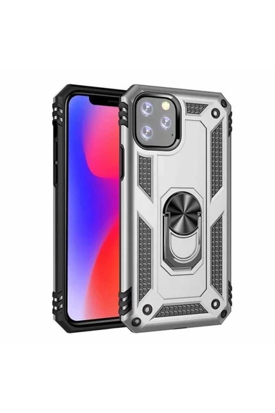 CEPCASE    Iphone 11 Pro Kılıf Standlı Magnet Mıknatıslı Yüzük Armored Zırhlı Kapak - Resim 2