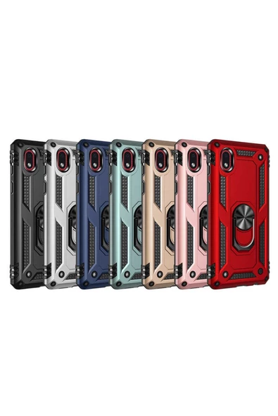 CEPCASE    Samsung Galaxy A01 Core Kılıf Standlı Magnet Mıknatıslı Yüzük Armored Zırhlı Kapak - Resim 6