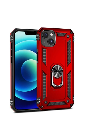 CEPCASE    Iphone 14 Plus Kılıf Standlı Magnet Mıknatıslı Yüzük Armored Zırhlı Kapak - Resim 4