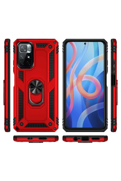 CEPCASE    Xiaomi Redmi Note 11t 5g Kılıf Standlı Magnet Mıknatıslı Yüzük Armored Zırhlı Kapak - Resim 4