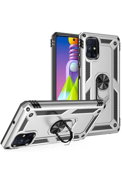 CEPCASE    Samsung Galaxy M51 Kılıf Standlı Magnet Mıknatıslı Yüzük Armored Zırhlı Kapak - Resim 2