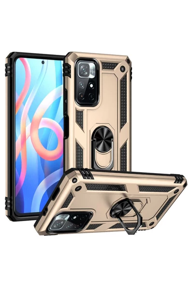 CEPCASE    Xiaomi Redmi Note 11t 5g Kılıf Standlı Magnet Mıknatıslı Yüzük Armored Zırhlı Kapak - Resim 2