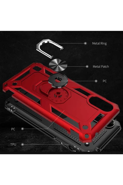 CEPCASE    Samsung Galaxy A01 Kılıf Standlı Magnet Mıknatıslı Yüzük Armored Zırhlı Kapak - Resim 5