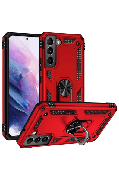 CEPCASE    Samsung Galaxy S22 Plus Kılıf Standlı Magnet Mıknatıslı Yüzük Armored Zırhlı Kapak - Resim 2