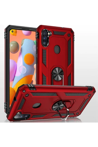 CEPCASE    Samsung Galaxy M11 Kılıf Standlı Magnet Mıknatıslı Yüzük Armored Zırhlı Kapak - Resim 5