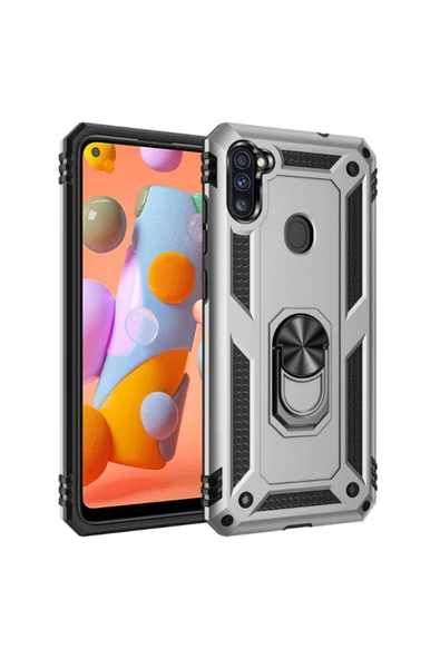 CEPCASE    Samsung Galaxy M11 Kılıf Standlı Magnet Mıknatıslı Yüzük Armored Zırhlı Kapak ürün görseli
