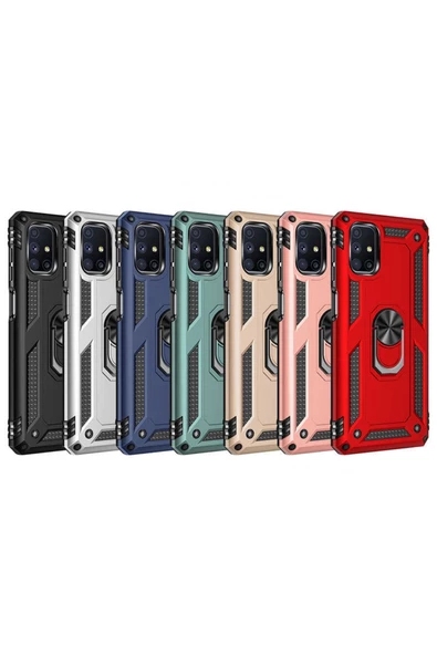 CEPCASE    Samsung Galaxy M51 Kılıf Standlı Magnet Mıknatıslı Yüzük Armored Zırhlı Kapak - Resim 5