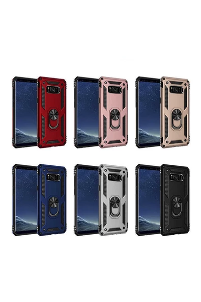 CEPCASE    Samsung Galaxy S8 Plus Kılıf Standlı Magnet Mıknatıslı Yüzük Armored Zırhlı Kapak - Resim 6
