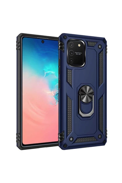 CEPCASE    Samsung Galaxy A91 (s10 Lite) Kılıf Standlı Magnet Mıknatıslı Yüzük Armored Zırhlı Kapak ürün görseli