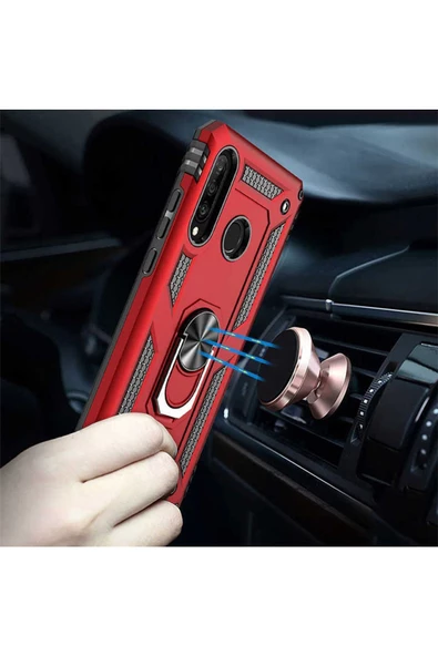 CEPCASE    Samsung Galaxy A20s Kılıf Standlı Magnet Mıknatıslı Yüzük Armored Zırhlı Kapak - Resim 5
