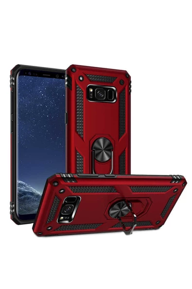CEPCASE    Samsung Galaxy S8 Plus Kılıf Standlı Magnet Mıknatıslı Yüzük Armored Zırhlı Kapak - Resim 3