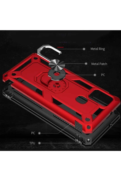 CEPCASE    Samsung Galaxy M31 Kılıf Standlı Magnet Mıknatıslı Yüzük Armored Zırhlı Kapak - Resim 3