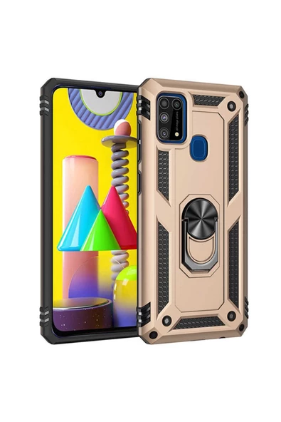 CEPCASE    Samsung Galaxy M31 Kılıf Standlı Magnet Mıknatıslı Yüzük Armored Zırhlı Kapak - Resim 2
