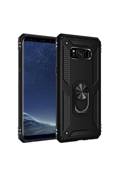 CEPCASE    Samsung Galaxy S8 Plus Kılıf Standlı Magnet Mıknatıslı Yüzük Armored Zırhlı Kapak - Resim 2