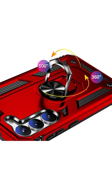 CEPCASE    Samsung Galaxy S23 Plus Kılıf Standlı Magnet Mıknatıslı Yüzük Armored Zırhlı Kapak - Resim 6