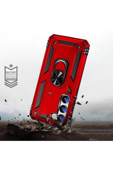 CEPCASE    Samsung Galaxy S23 Plus Kılıf Standlı Magnet Mıknatıslı Yüzük Armored Zırhlı Kapak - Resim 5