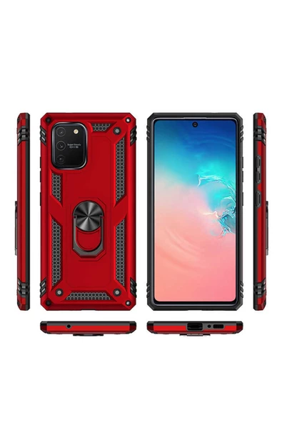CEPCASE    Samsung Galaxy A91 (s10 Lite) Kılıf Standlı Magnet Mıknatıslı Yüzük Armored Zırhlı Kapak - Resim 4